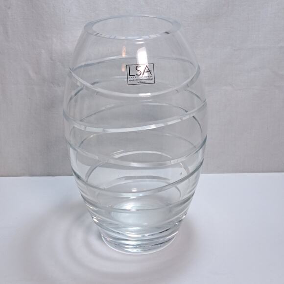 LSA International Crystal Vase Handcrafted Mouthblown in Poland Swirl 8" Tall - Picture 1 of 7